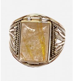 Golden Rutile Sterling Silver Ring