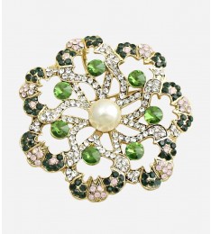 green crystal gold flower brooch pin-01.jpg