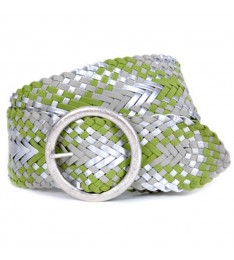 Green/white/Gold Non-Leather Braided Woven Belt