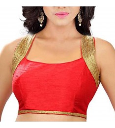 Red & Gold Stitched Sari Blouse