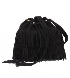 Black Faux Suede Crossbody Bag