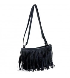 Off-Black Faux Suede Crossbody Bag