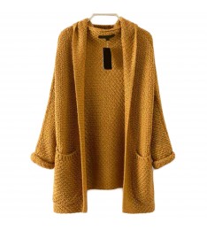 Camel Pockets Chunky Knit Coat