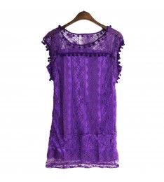 Pompom Lace-Up Mini Sundress