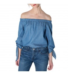 Off-Shoulder Blue Denim Top