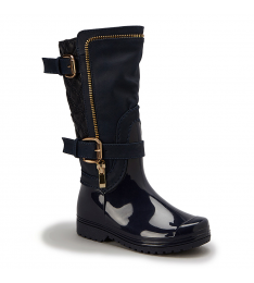 Navy & Gold Quilted Rain Boot