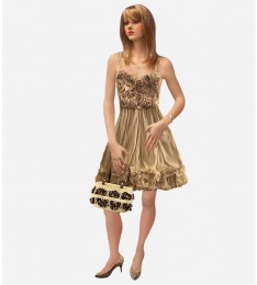 High Waist Chiffon Bud Tulle Strap Dress