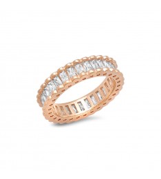 Simulated Diamond & Rose Gold Band Ring