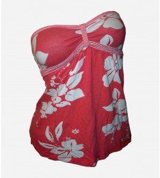 Hibiscus Graphic Strapless Babydoll Top