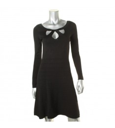 Black Pintuck Cutout Sweaterdress