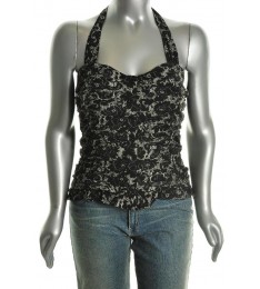 Halter Black & Ivory Silk Shirt