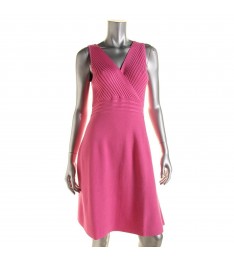 Pink Ribbed Knit Sleeveless Sweater dress