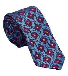 Blue & Purple Abstract Floral Silk Tie