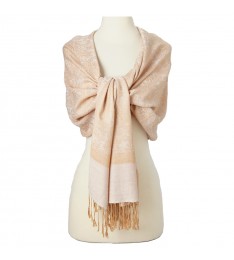 Beige Paisley Pashmina-Silk Blend Scarf
