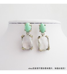 Inlaid stone Green earrings
