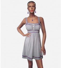 Striped Lavender Trim Dress