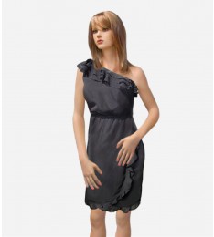 One Shoulder Ruffled Trim Dress