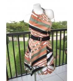 Tawny Orange/Multicolor Halter Dress