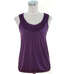 Purple Rosette Trim Banded Tank Top