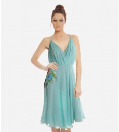 Green Silk Embellished Dress