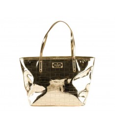 Gold Metallic Patent Leather Handbag 