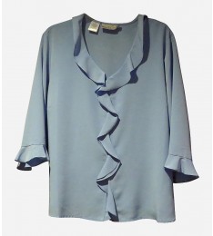 Blue Ruffle Blouse