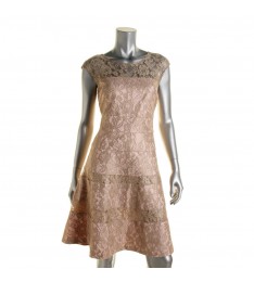 Pink Lace Metallic Dress