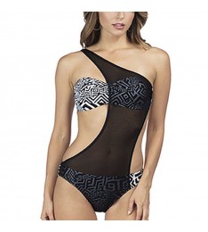 Black & White Mio One-Shoulder One-Piece Swimsuit