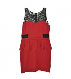Red Lace Peplum Dress 