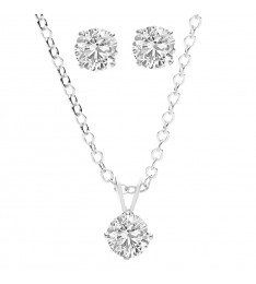 Clear Swarovski® Crystal Pendant Necklace & Stud Earrings