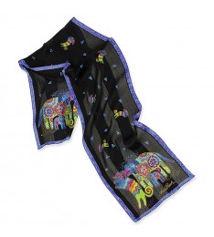 Black Dancing Doggies Silk Scarf