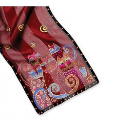 Blue & Crimson Cats Silk Scarf