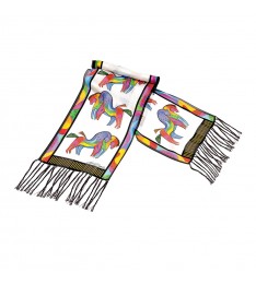 White Rainbow Horses Oblong Silk Scarf