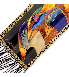 Yellow Sky Spirits Fringe Silk Scarf