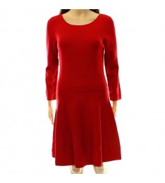 Red Ribbed Sweater Dress