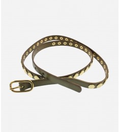 Studded Buckle Closure Skinny Belt