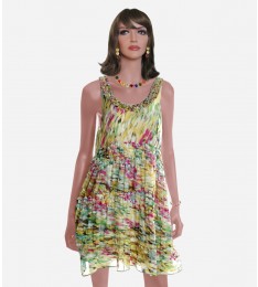 Abstract Print Silk Dress