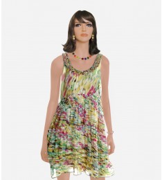 Abstract Print Silk Dress
