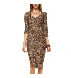 Brown Leopard Sheath Dress