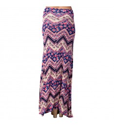 Navy & Lavender Zig-Zag Maxi Skirt