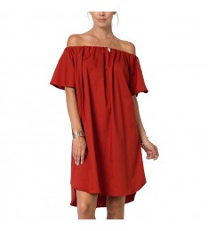 Rust Off-Shoulder Dress