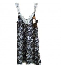 Blue & Black Floral Slip-On Nightgown 