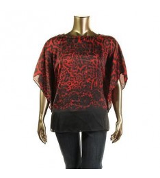 Women’s Red Animal Print Flutter Top