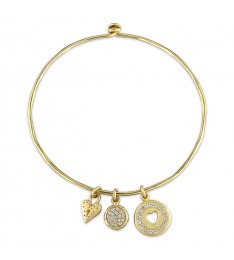 Gold Cubic Zirconia Heart Charm Bracelet