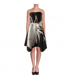 Black Floral Print Cocktail Dress