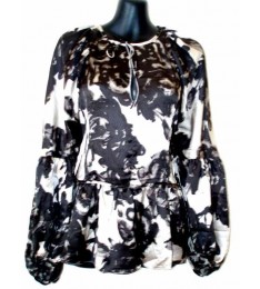 Silk Peplum Floral Blouse