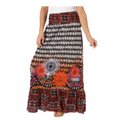 Black & Orange Floral Maxi Skirt 