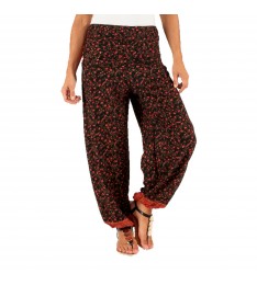 Black & Red Floral Harem Pants