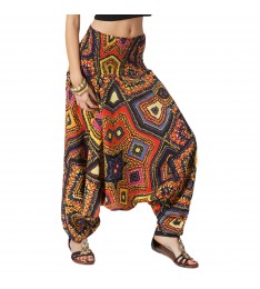 Multicolor Geometric Three-In-One Convertible Harem Pants