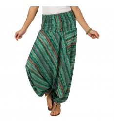 Green Stripe Two-In-One Convertible Harem Pants 